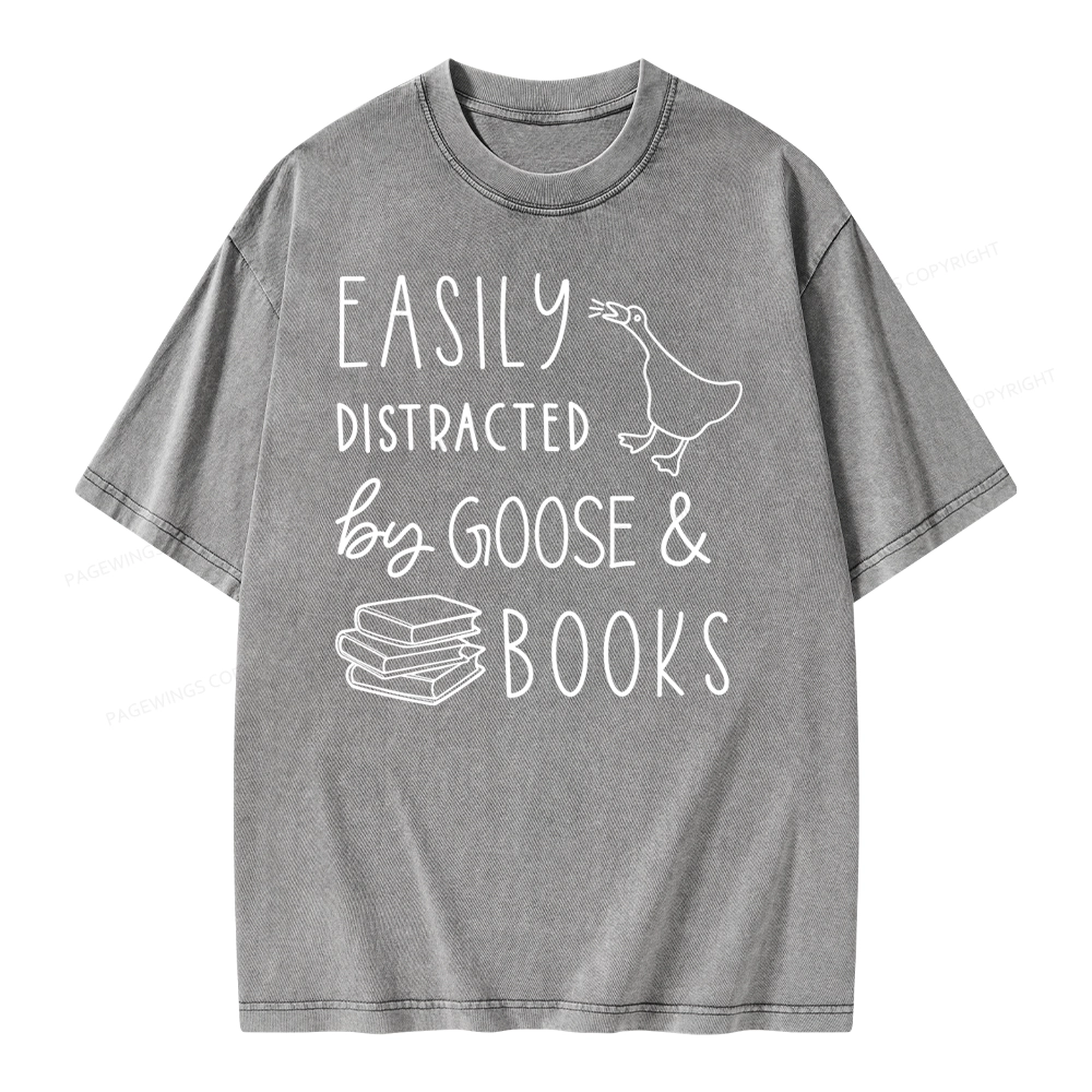 Pagewing Easily Distracted Unisex Washed T-shirt