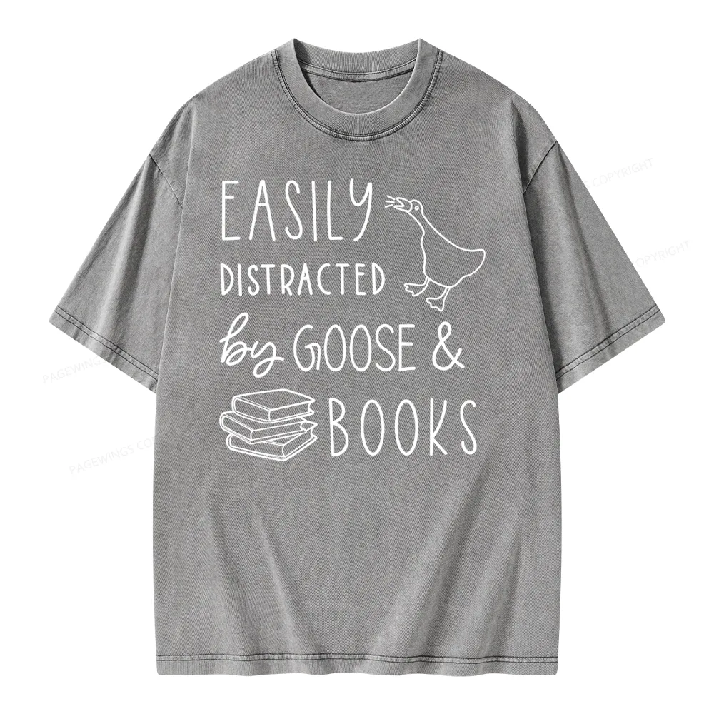 Pagewing Easily Distracted Unisex Washed T-shirt