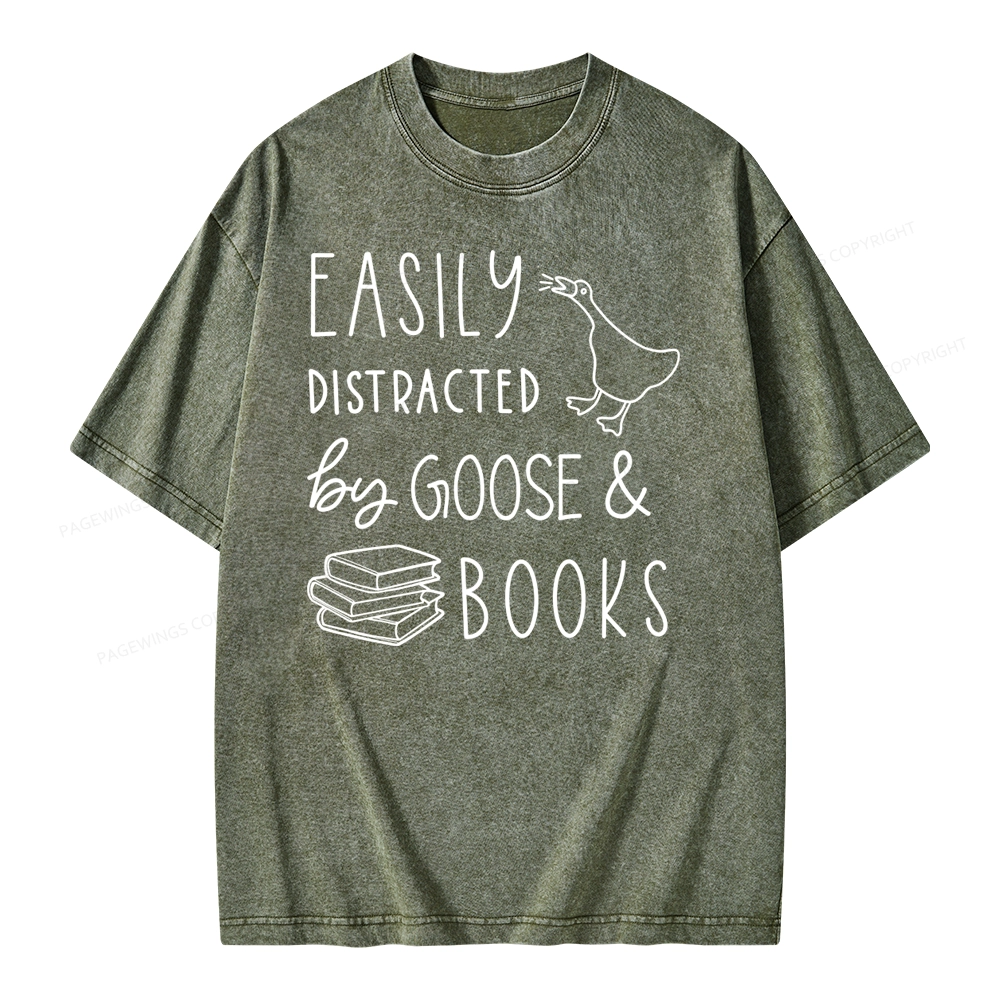 Pagewing Easily Distracted Unisex Washed T-shirt
