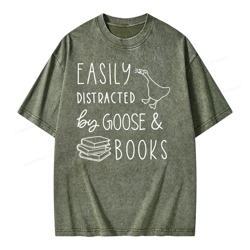 Pagewing Easily Distracted Unisex Washed T-shirt