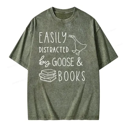 Pagewing Easily Distracted Unisex Washed T-shirt