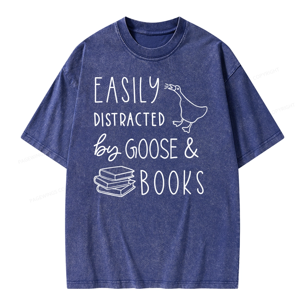Pagewing Easily Distracted Unisex Washed T-shirt
