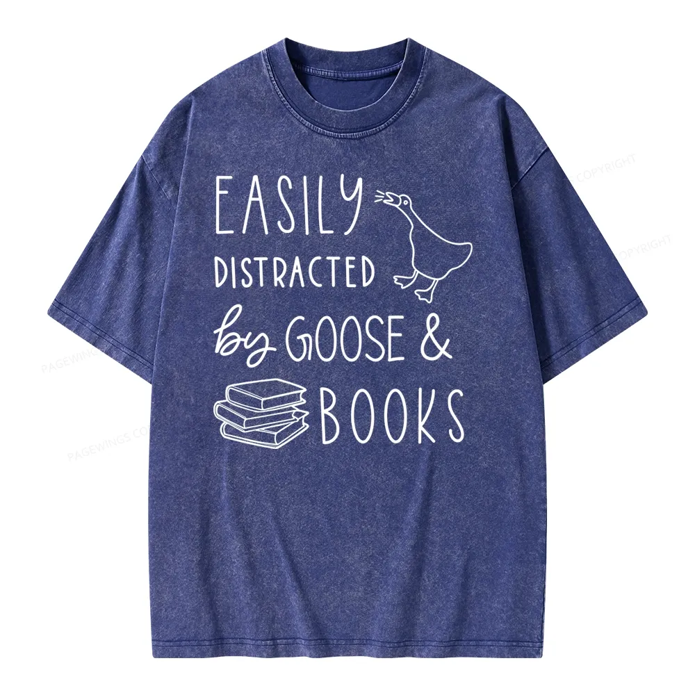 Pagewing Easily Distracted Unisex Washed T-shirt