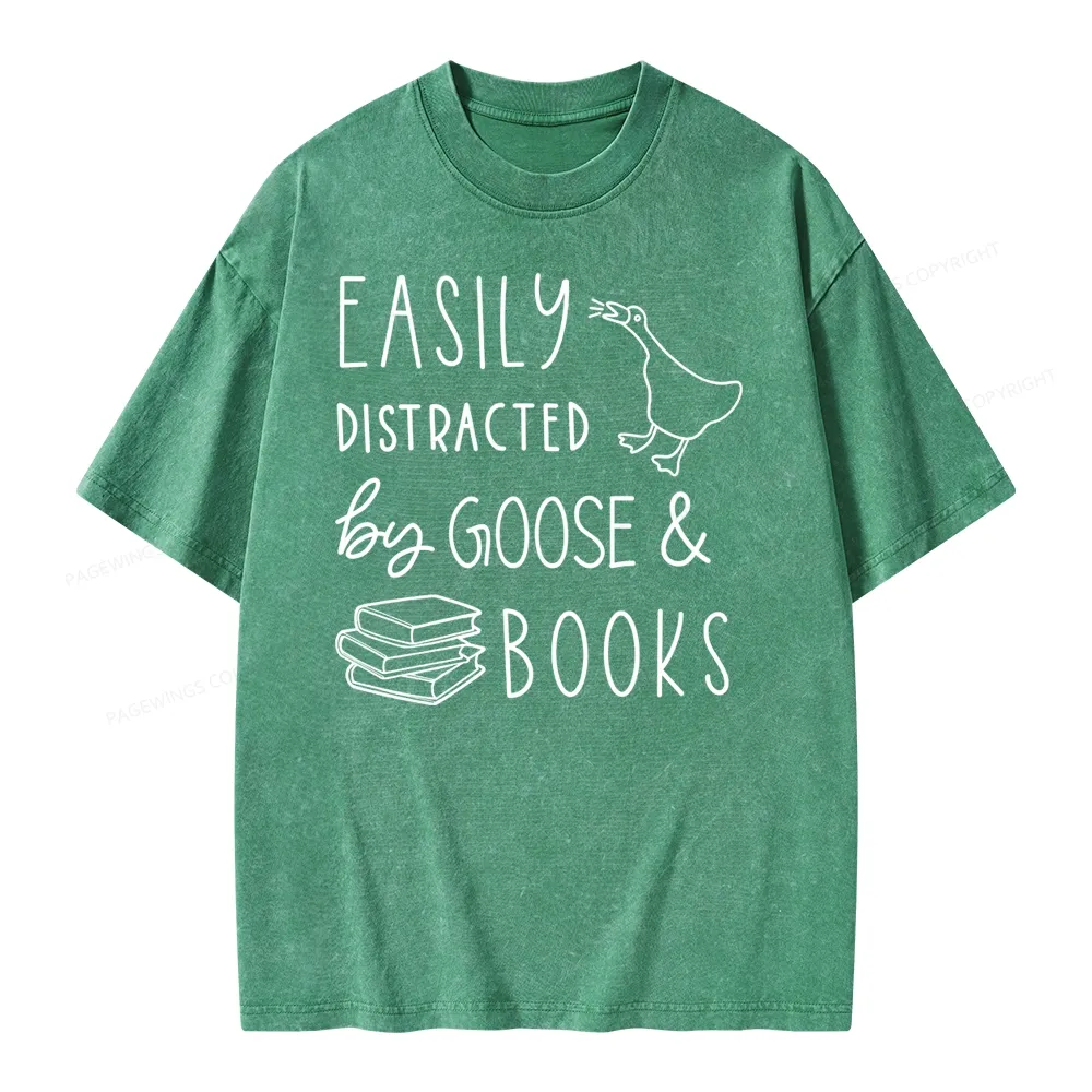 Pagewing Easily Distracted Unisex Washed T-shirt