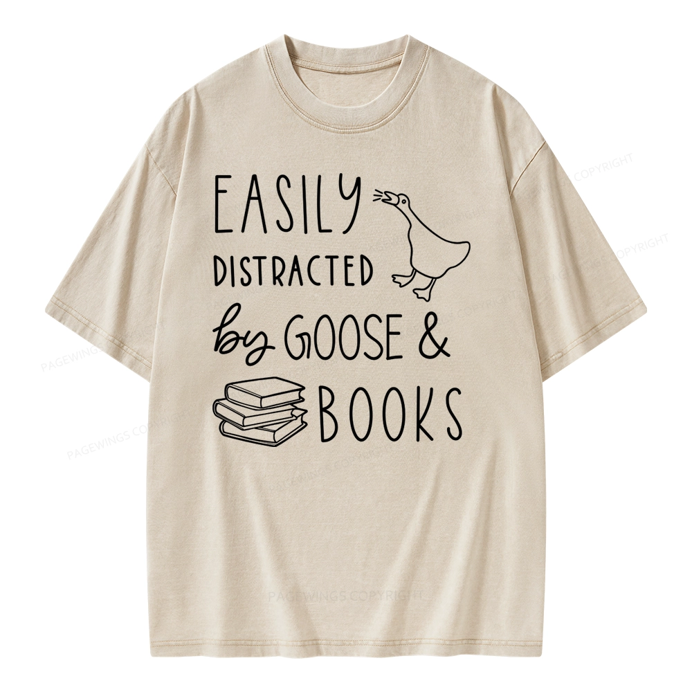 Pagewing Easily Distracted Unisex Washed T-shirt
