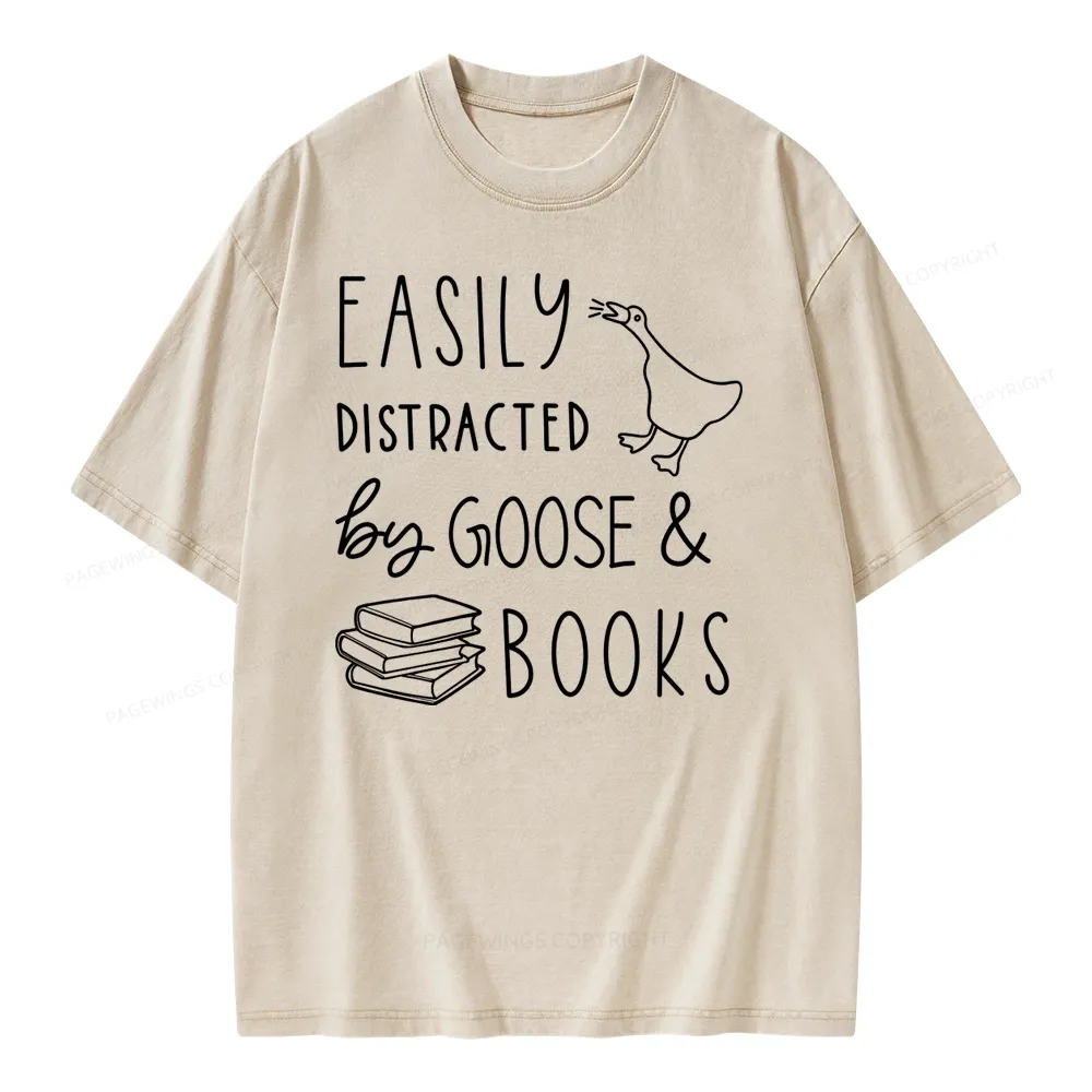 Pagewing Easily Distracted Unisex Washed T-shirt