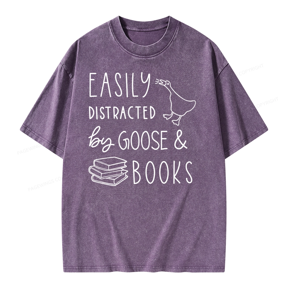 Pagewing Easily Distracted Unisex Washed T-shirt