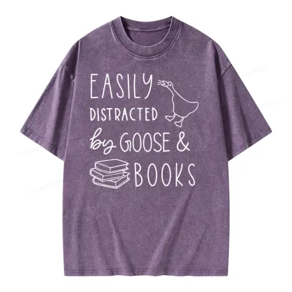 Pagewing Easily Distracted Unisex Washed T-shirt