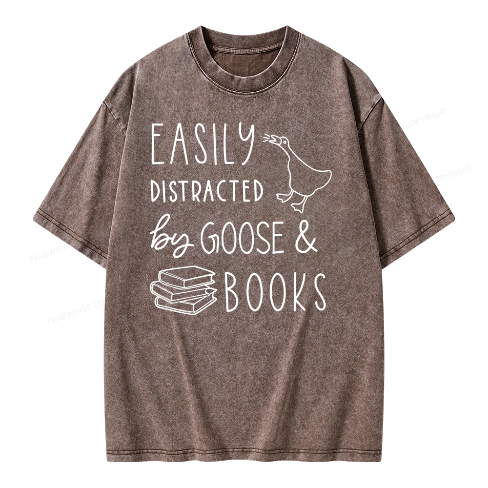 Pagewing Easily Distracted Unisex Washed T-shirt