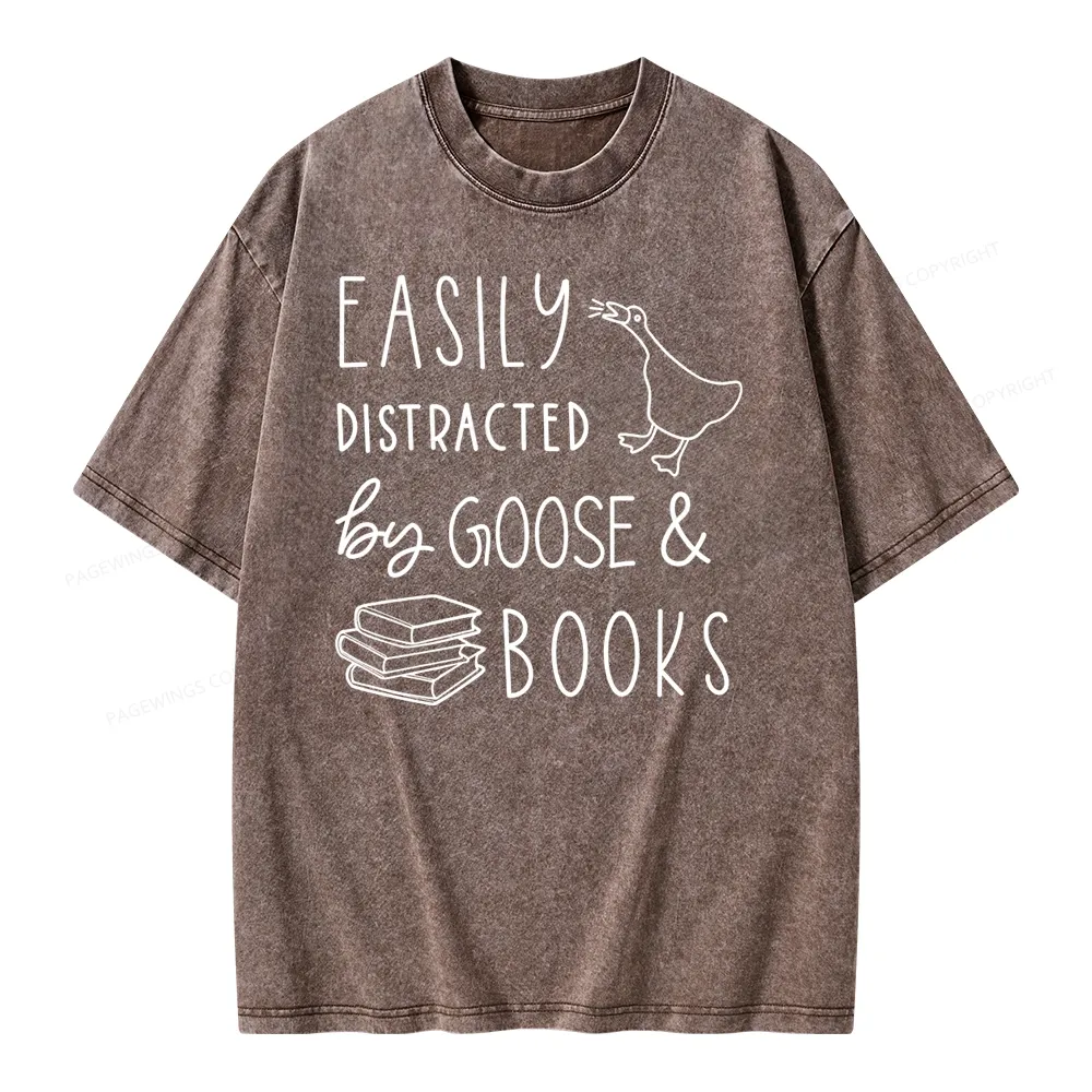 Pagewing Easily Distracted Unisex Washed T-shirt