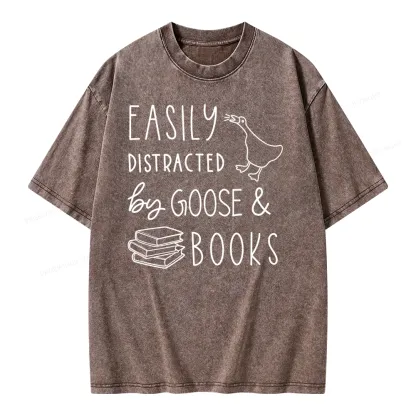 Pagewing Easily Distracted Unisex Washed T-shirt