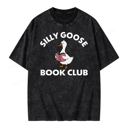 Pagewing Cute Silly Goose Unisex Washed T-shirt