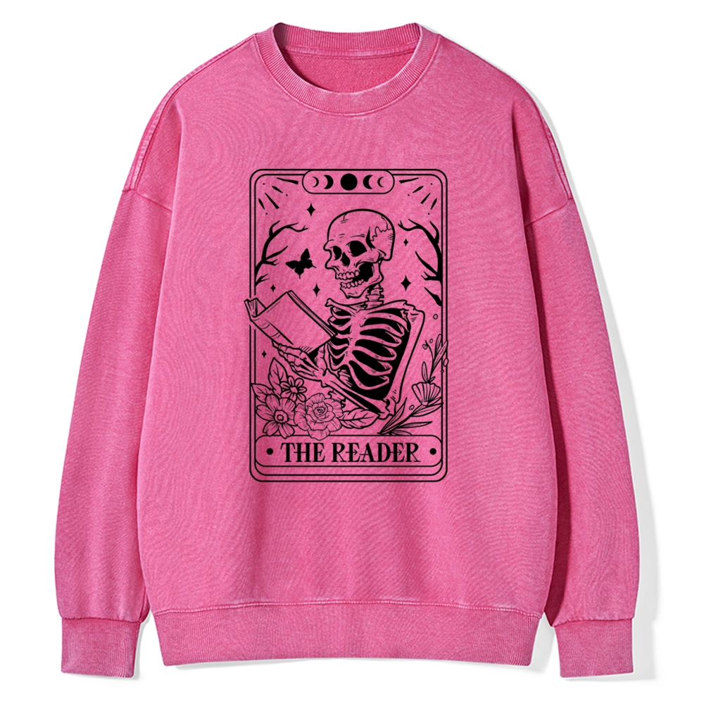 Pagewings The Reader Tarot Card Unisex Washed Sweatshirt