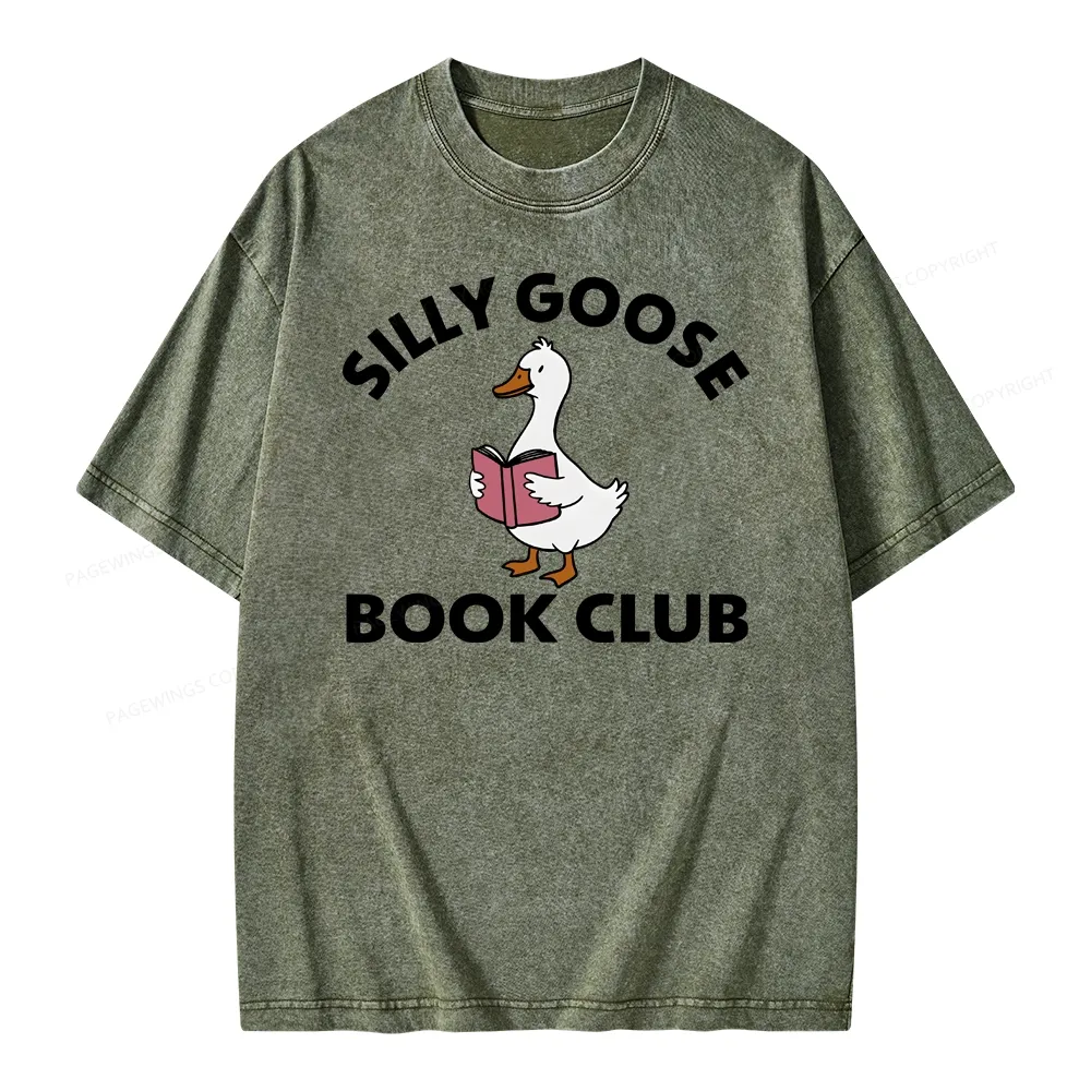 Pagewing Cute Silly Goose Unisex Washed T-shirt