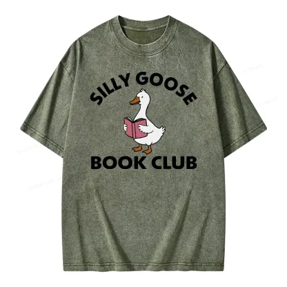Pagewing Cute Silly Goose Unisex Washed T-shirt