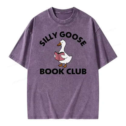 Pagewing Cute Silly Goose Unisex Washed T-shirt