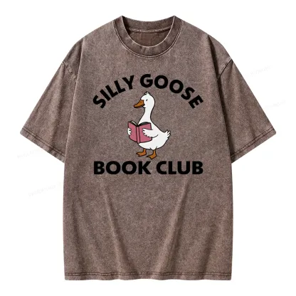 Pagewing Cute Silly Goose Unisex Washed T-shirt