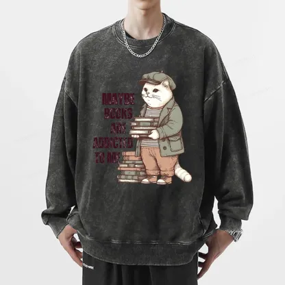 Pagewing Books Are Addicted To Me Unisex Washed Sweatshirt