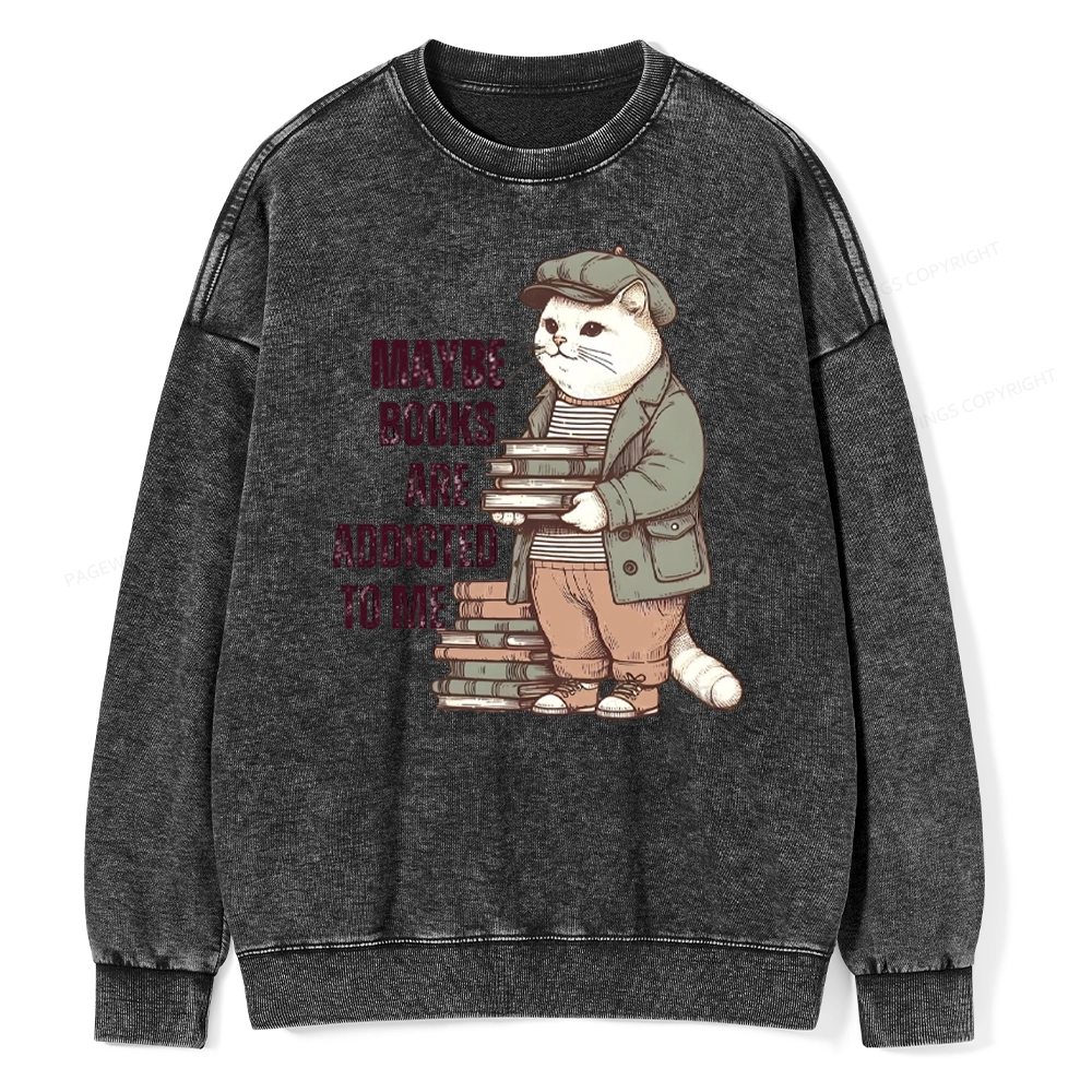Pagewing Books Are Addicted To Me Unisex Washed Sweatshirt