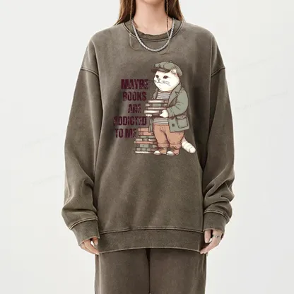 Pagewing Books Are Addicted To Me Unisex Washed Sweatshirt