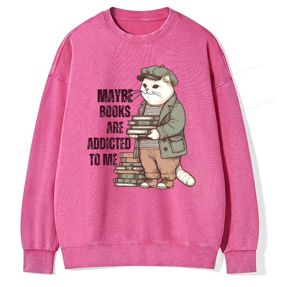 Pagewing Books Are Addicted To Me Unisex Washed Sweatshirt