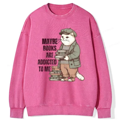Pagewing Books Are Addicted To Me Unisex Washed Sweatshirt