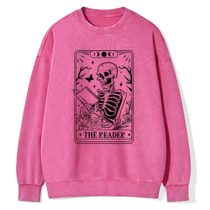 Pagewings The Reader Tarot Card Unisex Washed Sweatshirt