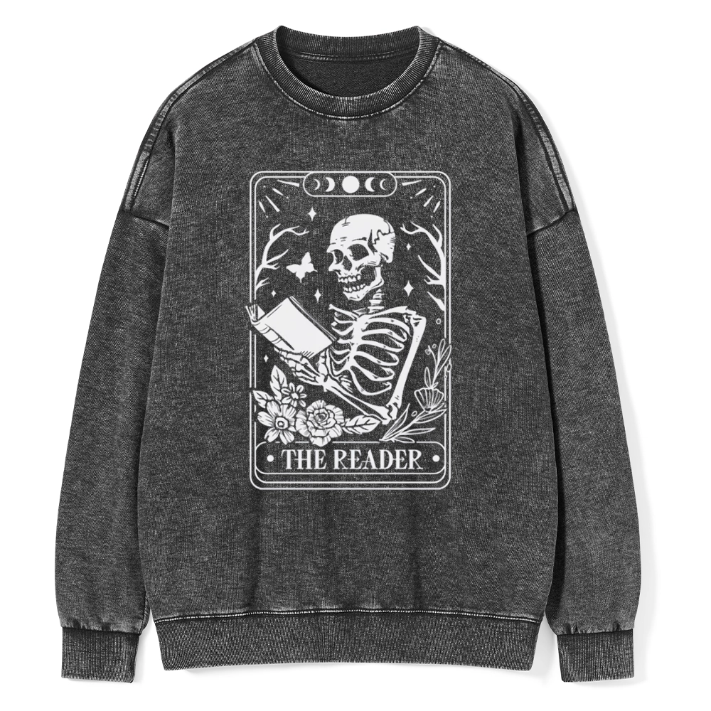 Pagewings The Reader Tarot Card Unisex Washed Sweatshirt