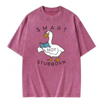 Pagewings Smart Not Stubborn Goose Unisex Washed T-shirt