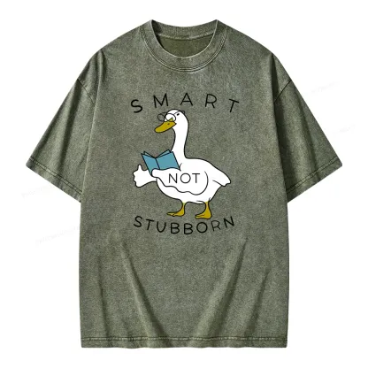 Pagewings Smart Not Stubborn Goose Unisex Washed T-shirt