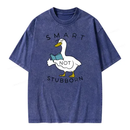 Pagewings Smart Not Stubborn Goose Unisex Washed T-shirt