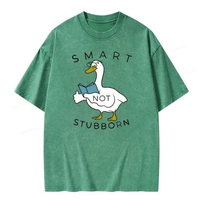 Pagewings Smart Not Stubborn Goose Unisex Washed T-shirt