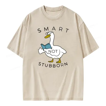 Pagewings Smart Not Stubborn Goose Unisex Washed T-shirt