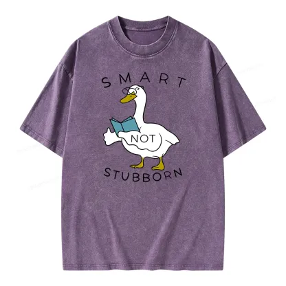 Pagewings Smart Not Stubborn Goose Unisex Washed T-shirt