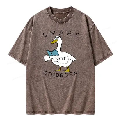 Pagewings Smart Not Stubborn Goose Unisex Washed T-shirt