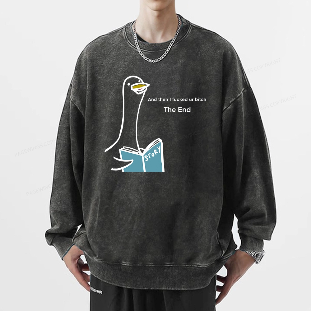 Pagewing The Story-telling Goose Unisex Washed Sweatshirt