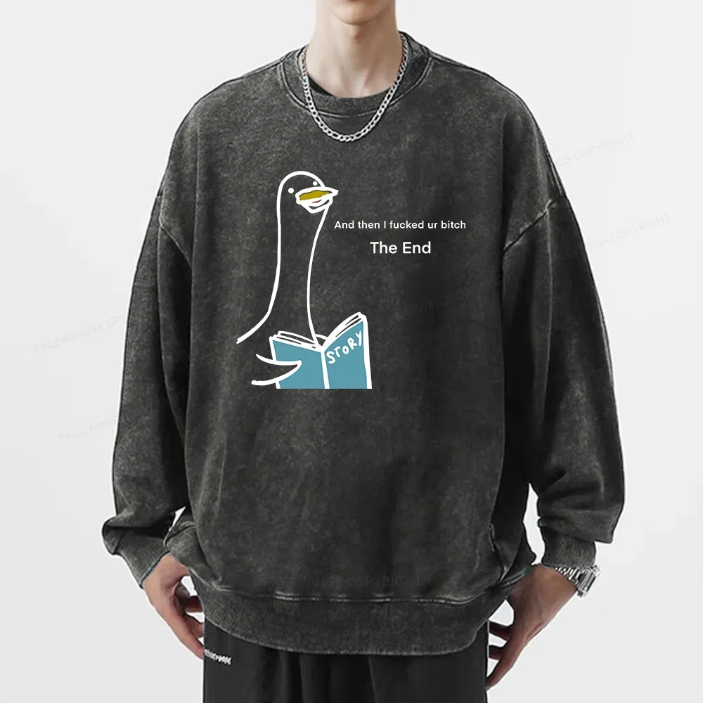 Pagewing The Story-telling Goose Unisex Washed Sweatshirt