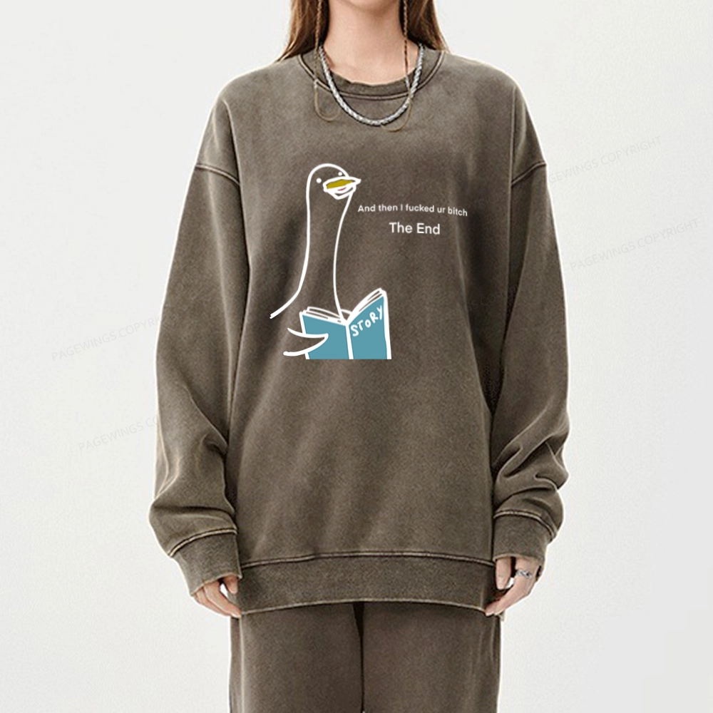 Pagewing The Story-telling Goose Unisex Washed Sweatshirt