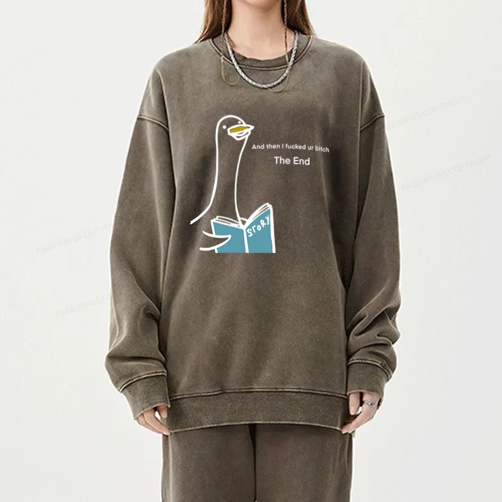 Pagewing The Story-telling Goose Unisex Washed Sweatshirt