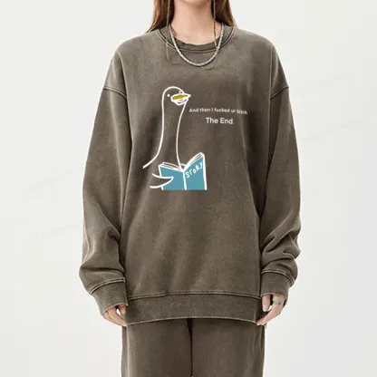 Pagewing The Story-telling Goose Unisex Washed Sweatshirt