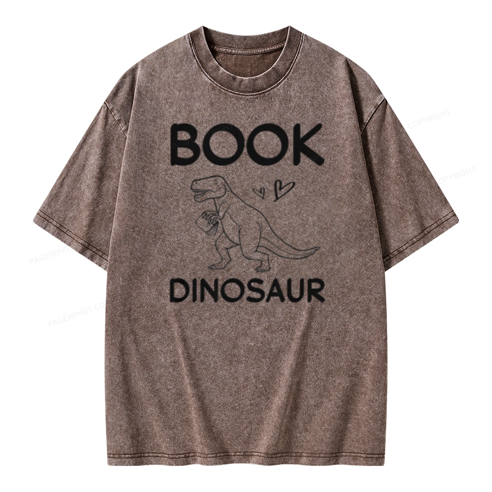 Pagewing Dinosaur Book Lover Unisex Washed T-shirt