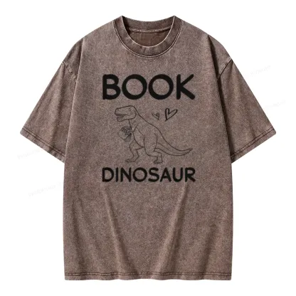 Pagewing Dinosaur Book Lover Unisex Washed T-shirt