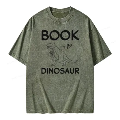 Pagewing Dinosaur Book Lover Unisex Washed T-shirt