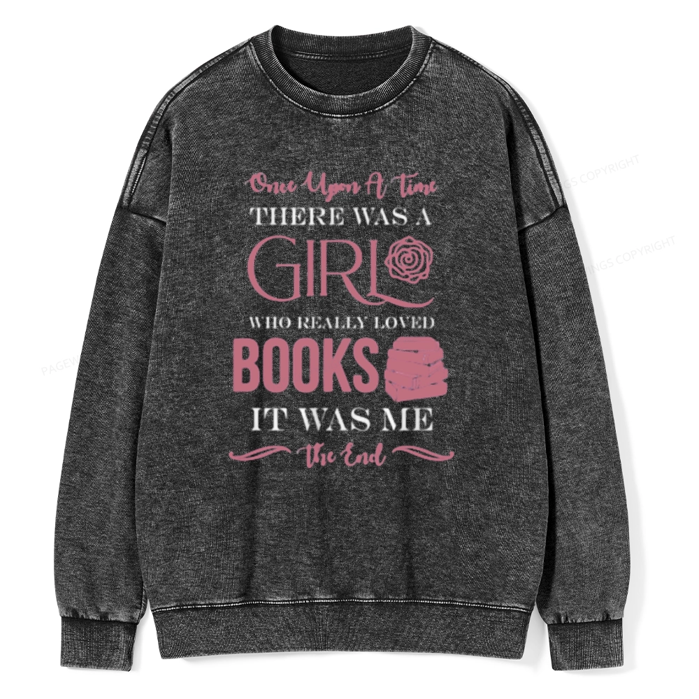 Pagewing The Girl Who Really Love Book Unisex Washed Sweatshirt