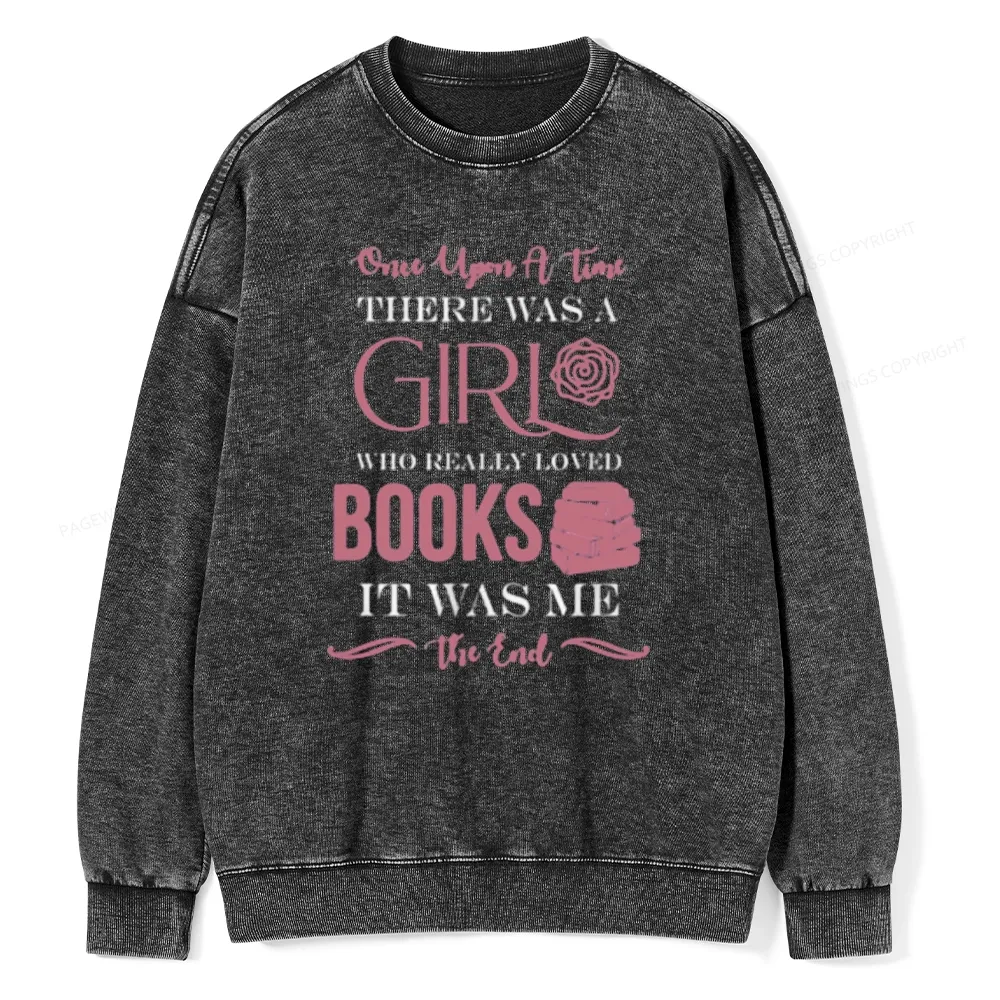 Pagewing The Girl Who Really Love Book Unisex Washed Sweatshirt