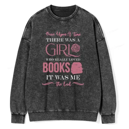 Pagewing The Girl Who Really Love Book Unisex Washed Sweatshirt