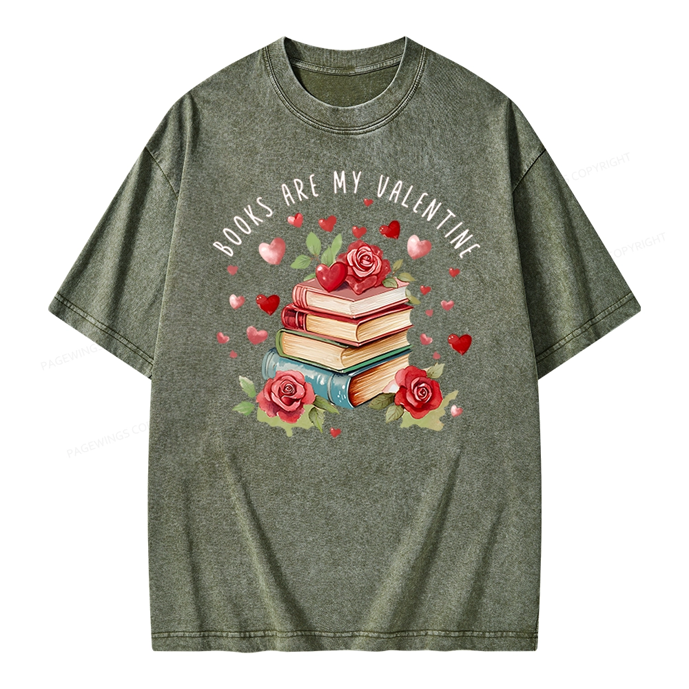 Pagewing Books Are My Valentine Unisex Washed T-shirt