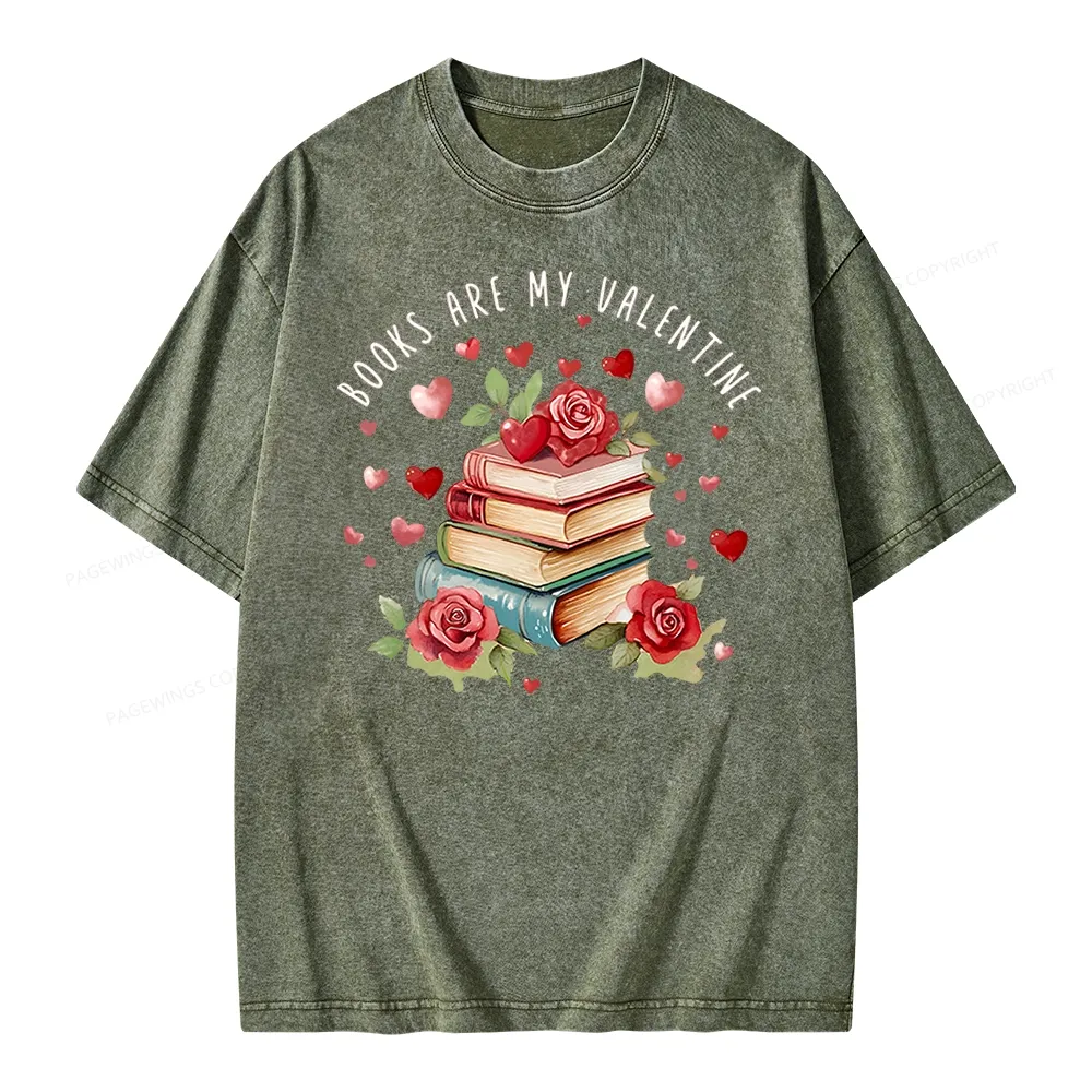 Pagewing Books Are My Valentine Unisex Washed T-shirt