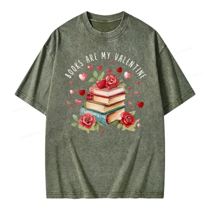 Pagewing Books Are My Valentine Unisex Washed T-shirt