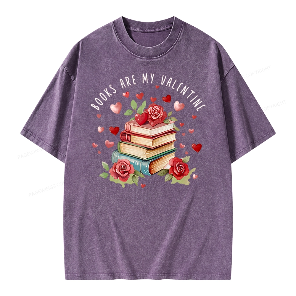 Pagewing Books Are My Valentine Unisex Washed T-shirt